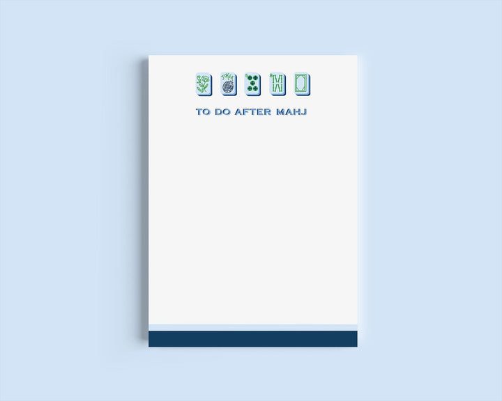 Mahjong Customizable Name 5x7 Notepad - Blue/Green