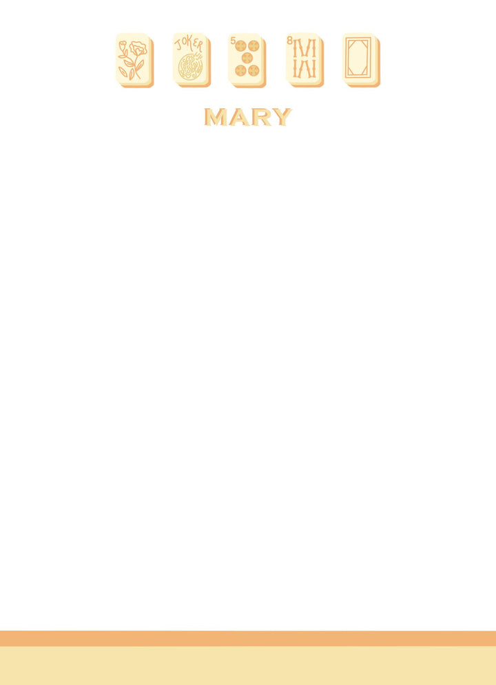 Mahjong Customizable Name 5x7 Notepad - Yellow