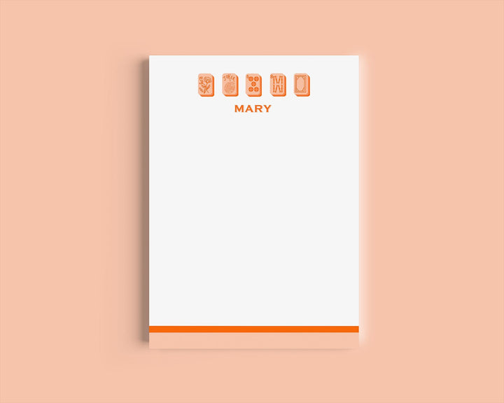 Mahjong Customizable Name 5x7 Notepad - Orange