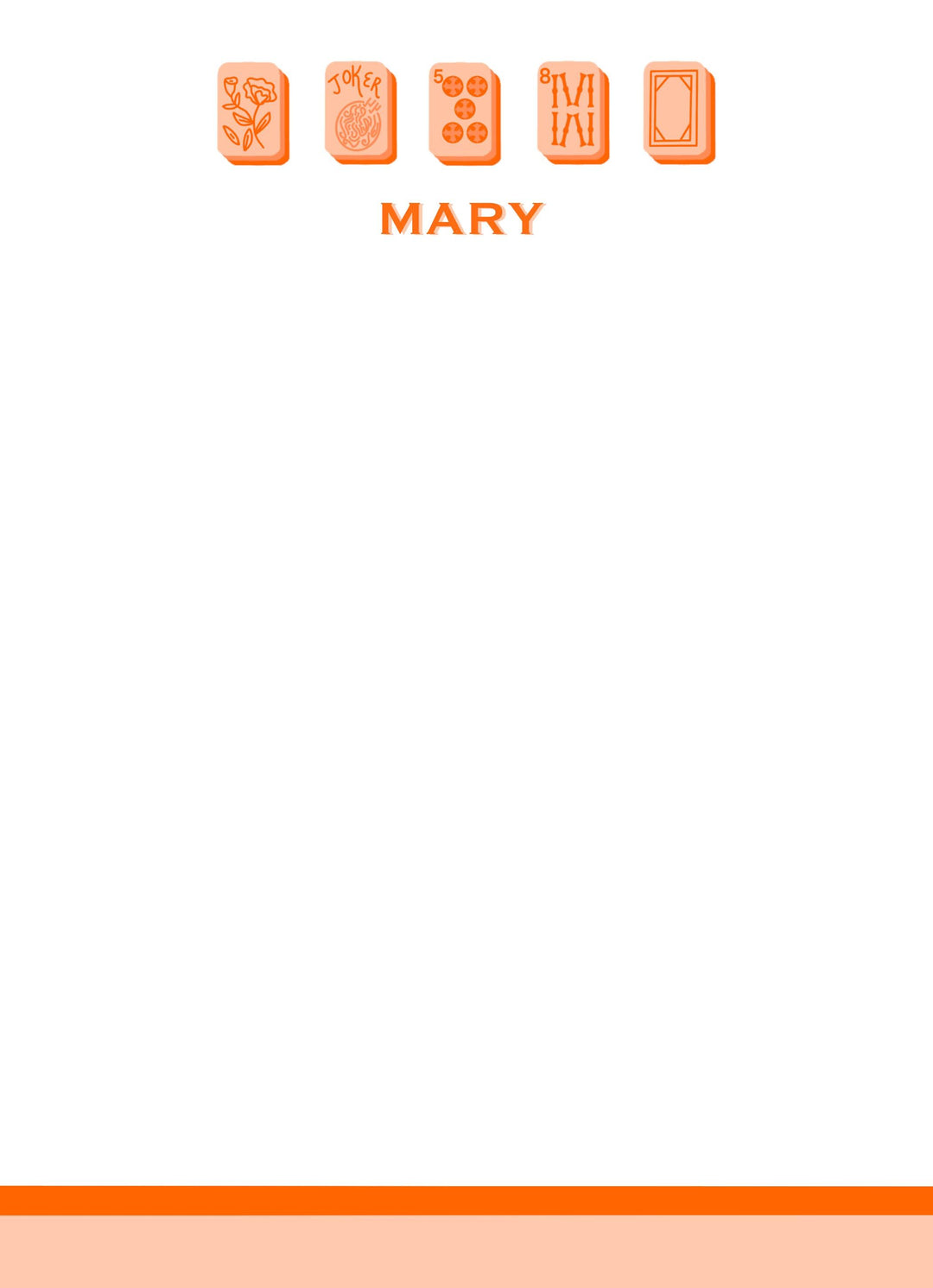 Mahjong Customizable Name 5x7 Notepad - Orange