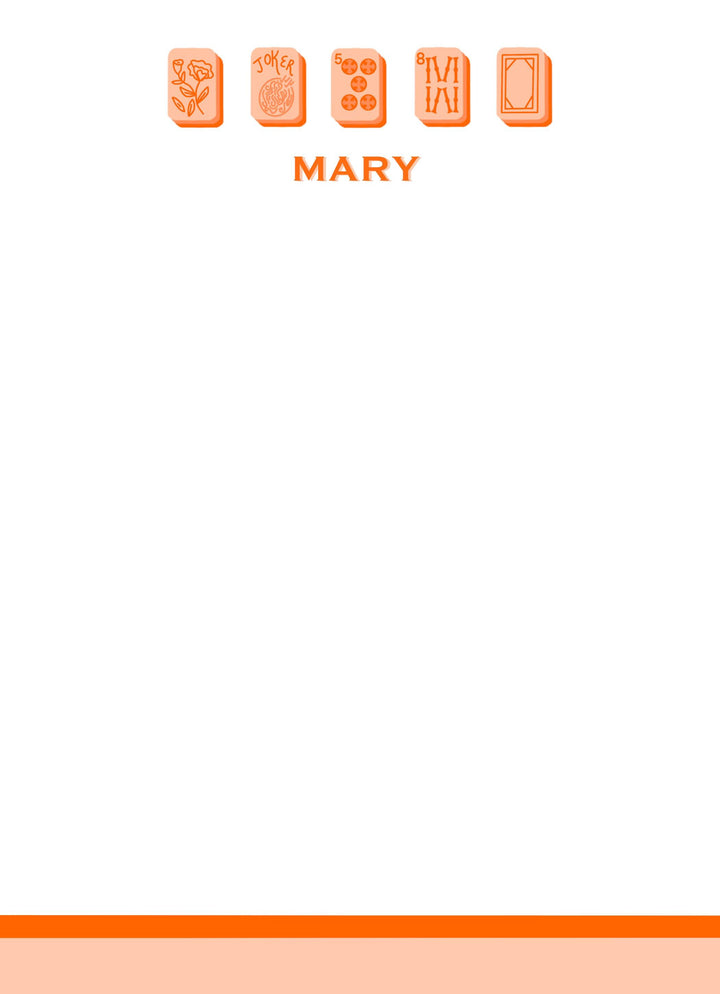 Mahjong Customizable Name 5x7 Notepad - Orange