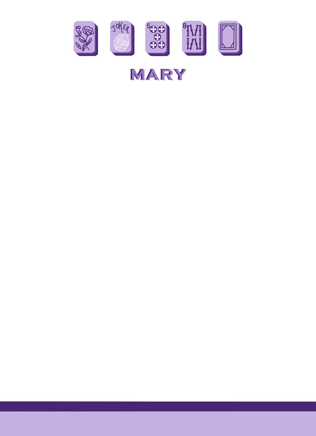 Mahjong Customizable Name 5x7 Notepad - Purple