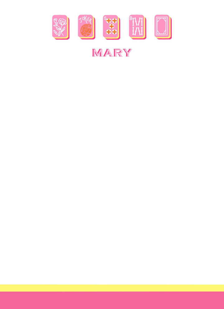 Mahjong Customizable Name 5x7 Notepad - Pink/Green