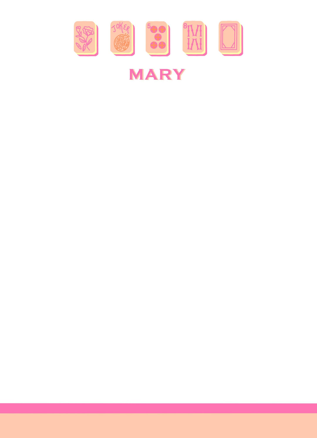 Mahjong Customizable Name 5x7 Notepad - Pink/Orange