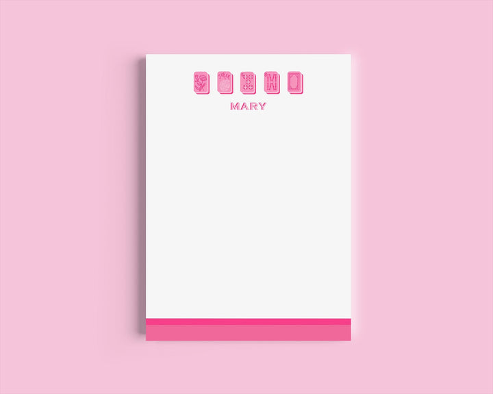 Mahjong Customizable Name 5x7 Notepad - Hot Pink