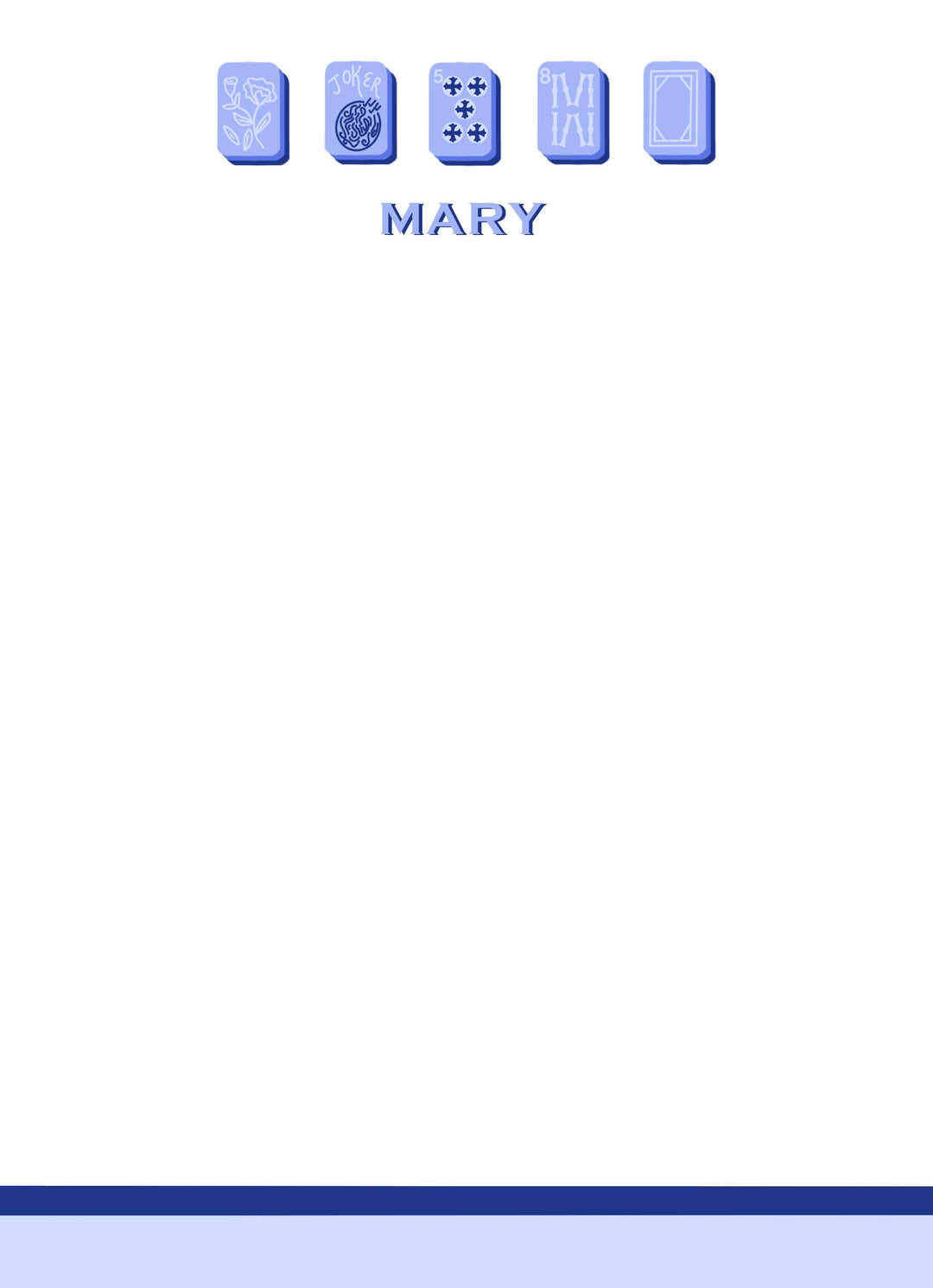 Mahjong Customizable Name 5x7 Notepad - Blue