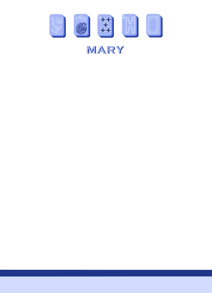 Mahjong Customizable Name 5x7 Notepad - Blue