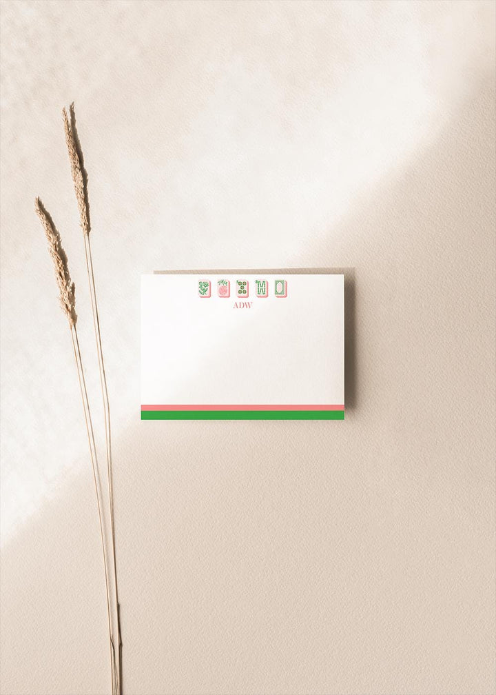 Mahjong Customizable Name A2 Stationery Cards