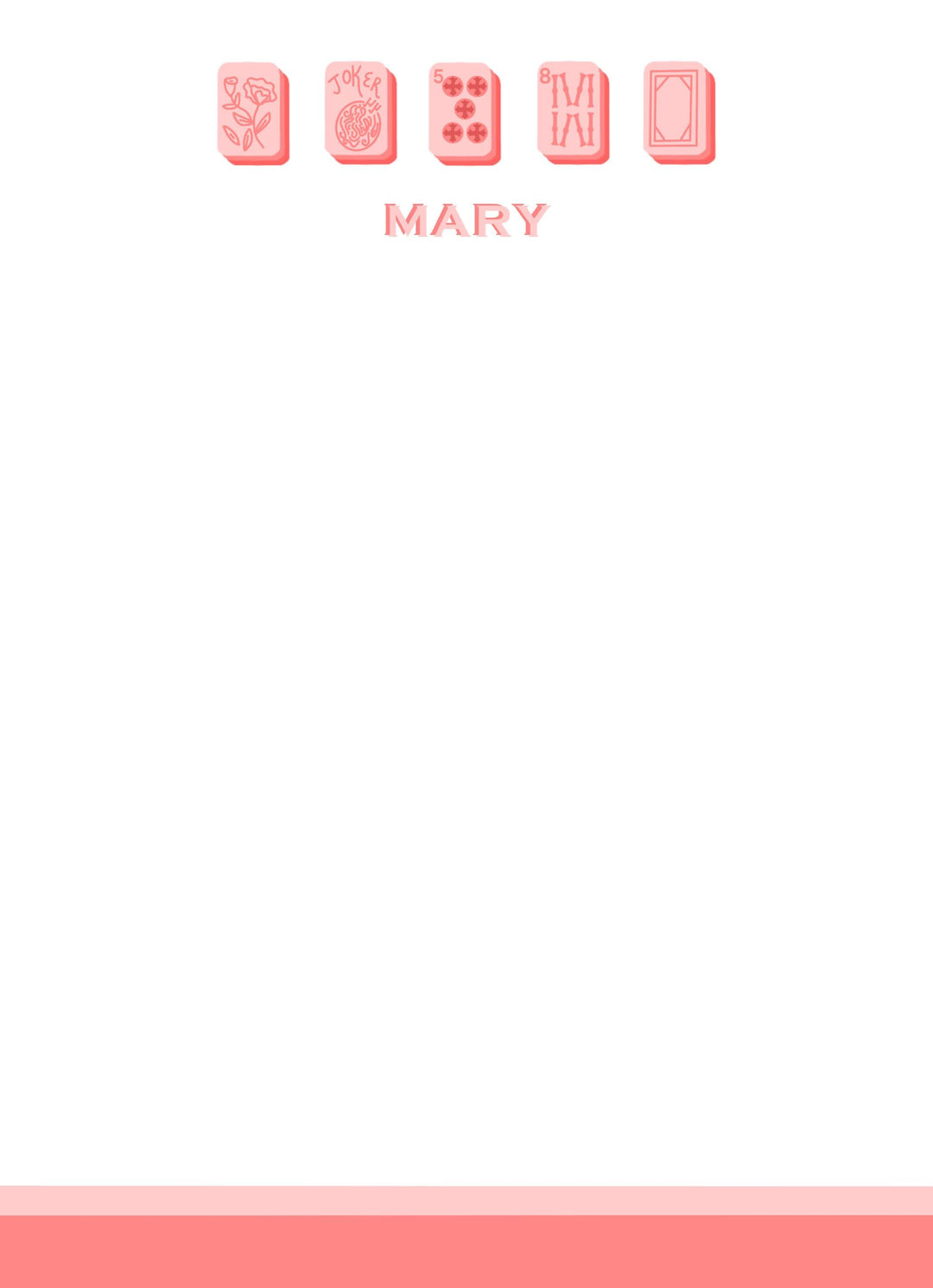 Mahjong Customizable Name 5x7 Notepad - Salmon