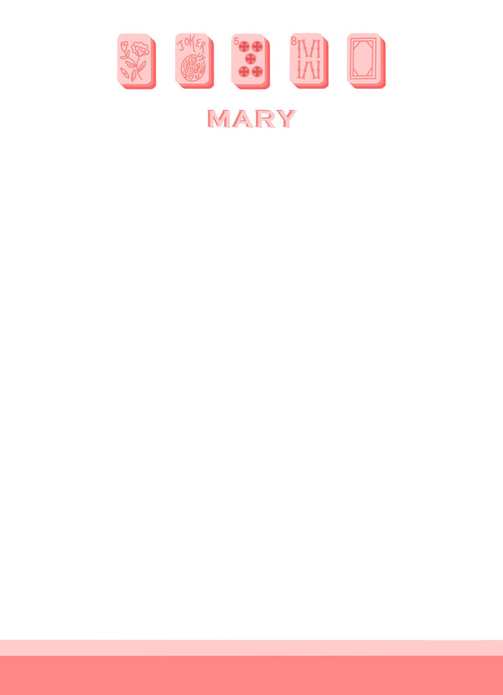 Mahjong Customizable Name 5x7 Notepad - Salmon