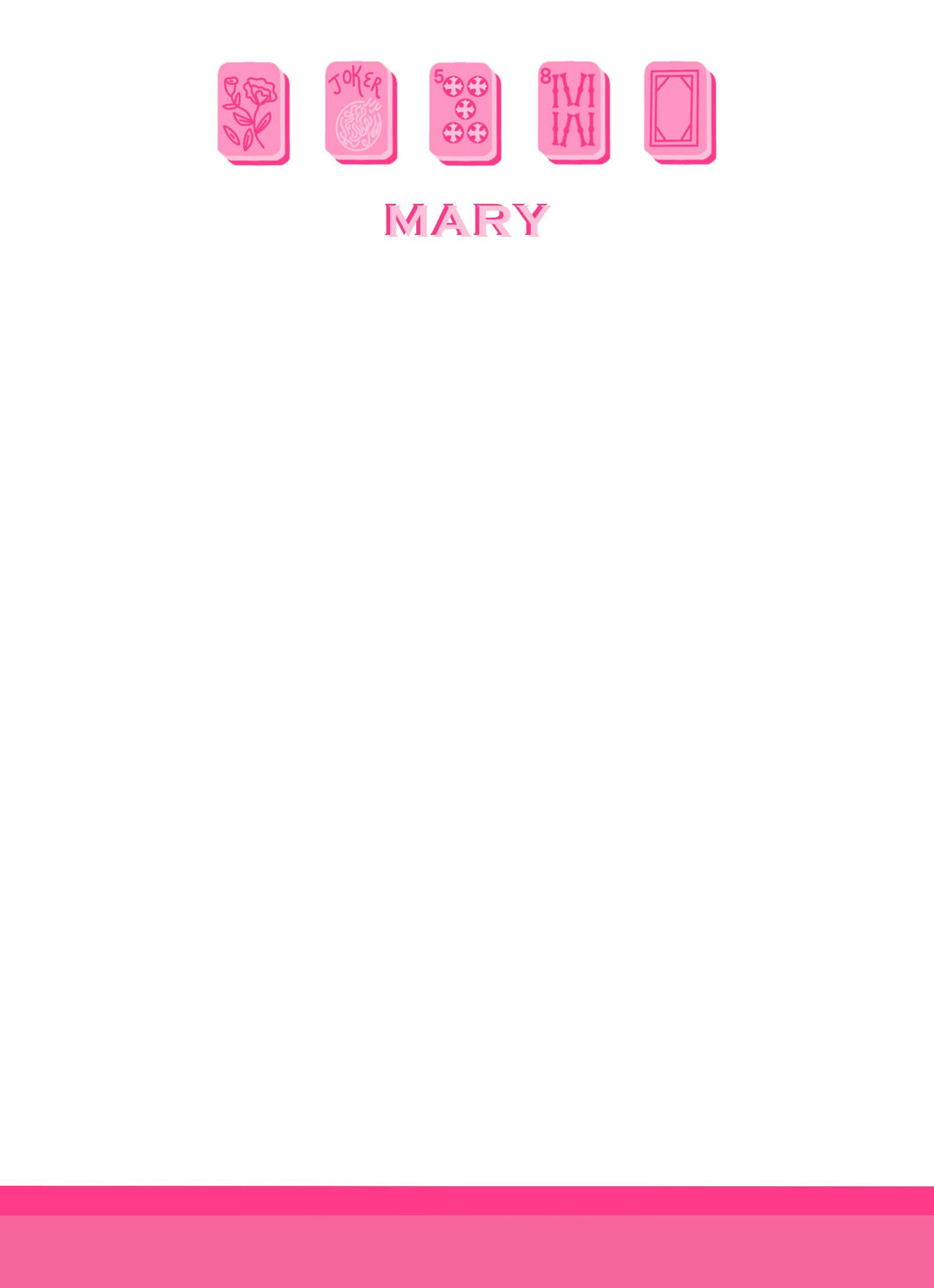Mahjong Customizable Name 5x7 Notepad - Hot Pink