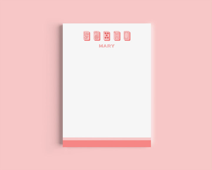 Mahjong Customizable Name 5x7 Notepad - Salmon